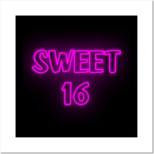 Sweet 16 Neon Pink Posters and Art